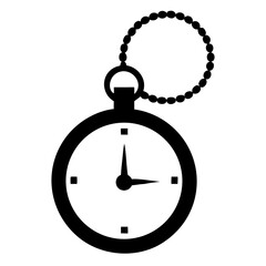 Silhouette of Pocket Watch with Chain Vector