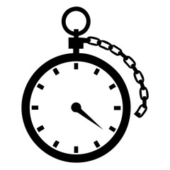 Silhouette of Pocket Watch with Chain Vector