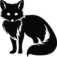 Stylized Silhouette of a Fox in Black and White, A Classic Emblem of Wilderness and Adaptability, Simple and Elegant