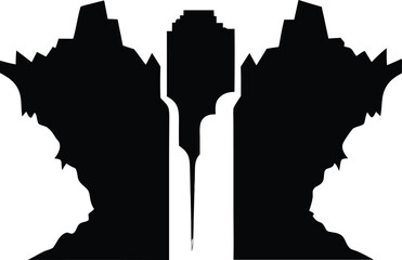 Gothic architecture silhouette isolated on white background