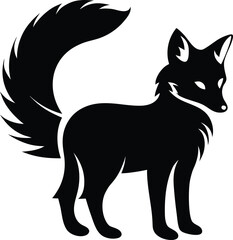 Stylized Silhouette of a Fox with Bushy Tail Elegant and Minimalist Design for Modern Animal Graphics and Illustrations