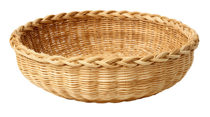Fototapeta premium Empty woven wicker basket natural light beige color