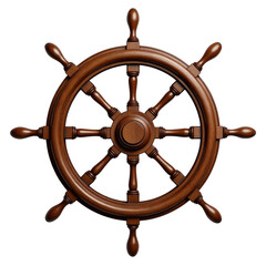 Beautifully crafted wooden ship wheel against a transparent background nautical and marine concept