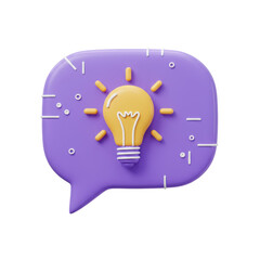 Fototapeta premium Modern lightbulb icon in purple speech bubble vivid illustration for business concepts