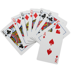 Playing cards fan arrangement on black background a collection of playing cards for game illustration cards fan illustration isolated playing card collection for background playing card game equipment