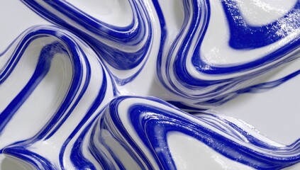 Abstract swirls of white and deep blue