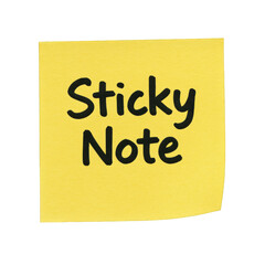 Bright Yellow Sticky Note with Handwritten Text 'Sticky Note' on a Contrasting Background