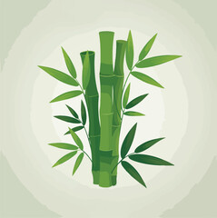 Fototapeta premium Green vector illustration of Japanese bamboo leaves and branches creating a tranquil forest pattern