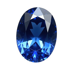 Brilliant blue oval gemstone against a transparent background perfect for jewelry designs
