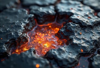 Rock scene of lava eruption