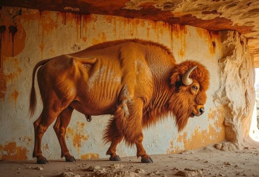 Artistic creation of bison sculpture