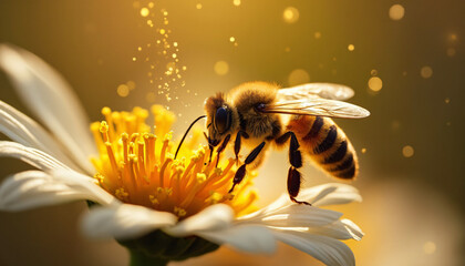 Bee on Flower, Close-Up