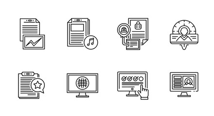 Document and Dashboard Line Icons &mdash; Office & Analytics UI Set