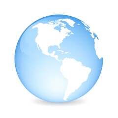 Fototapeta premium Illustration of a Pale Blue Globe with White Continents on a White Background