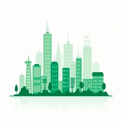 Fototapeta premium Urban skyline vector illustration featuring a silhouette of city buildings and skyscrapers
