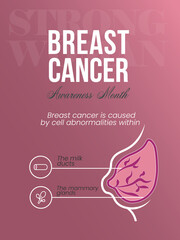 Breast cancer awareness social media story reel template vector