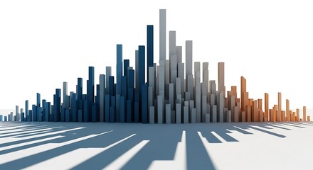 Abstract bar chart showing statistical data isolated on white background