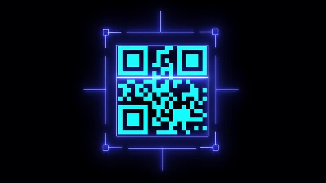 Animation of data processing and qr code Scanning the QR code icon ,Scanning Parcel Barcode. QR Code Reader with Success Approval. suitable for scanner application a QR code on a scanned with a laser.