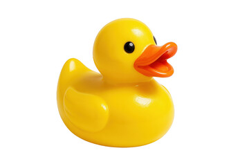 Iconic Yellow Rubber Duck Toy with Orange Beak and Black Eyes, Symbolizing Childhood Play and Bath Time Fun