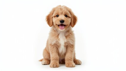 The healing smile of the cute pet golden retriever