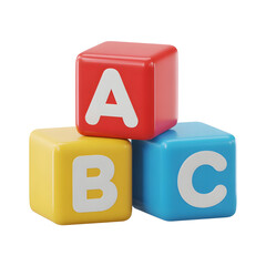 Colorful ABC Blocks Stacked for Learning and Education Kids Toys Development Early Childhood Fun Creative Concept 3D Rendering