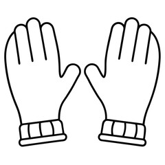 Gloves winter wear outline clean line art vector