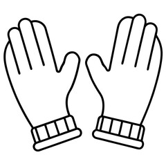 Gloves winter wear outline clean line art vector