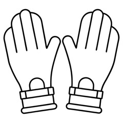 Gloves winter wear outline clean line art vector