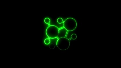 Glowing green molecular structure illuminated against a black background representing scientific concepts