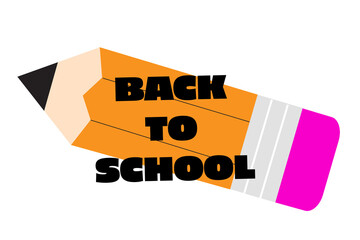 Back to School PNG image featuring a large yellow pencil with text for education, learning, and academic themes, isolated on a transparent background for easy use in creative projects. HIgh res PNG