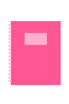 Pink notebook vector illustration. Spiral bound notepad, education, office supplies, student stationery, back to school concept, academic and learning design. High resolution PNG on isolated