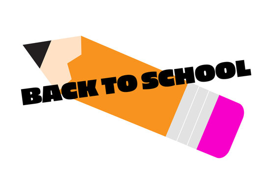 Back to School PNG featuring a large yellow pencil with text for education, learning, and academic themes, isolated on a transparent background for easy use in creative projects. High resolution PNG