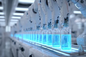 Automated bottling line in a modern factory