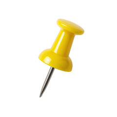 Bright Yellow Pushpin with Sharp Metal Point, Isolated on Black, Symbolizing Organization and Office Supplies