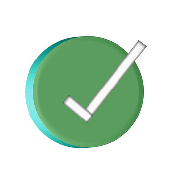 Vector 3D Green Tick Symbol | Transparent Background.
