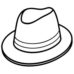 Minimal Fedora Hat Line Art Vector