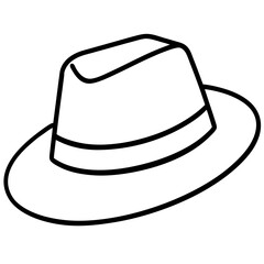 Minimal Fedora Hat Line Art Vector