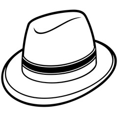 Minimal Fedora Hat Line Art Vector