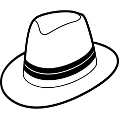 Minimal Fedora Hat Line Art Vector