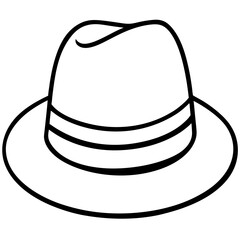 Minimal Fedora Hat Line Art Vector