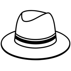 Minimal Fedora Hat Line Art Vector