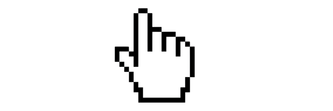 Pixelated Hand Cursor on Black Background Represents Digital Interaction and Selection Precision