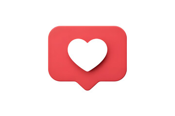 Red social media like notification bubble with black heart for online engagement and feedback on a black background modern and minimalist design