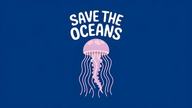 Save the Oceans banner, Jellyfish swimming over a blue background, marine life protection	
 - Powered by Adobe