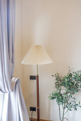 Modern lamp decor in hotel room and window, home decor,Interior design of dining room or living room.