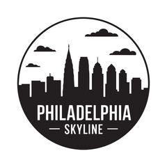 Fototapeta premium Philadelphia skyline. Circular style. Stock vector illustration. Vector black silhouette. with white background.