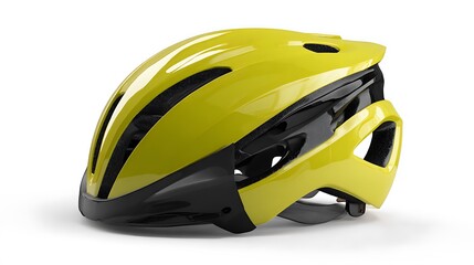 Fototapeta premium High Visibility Yellow Cycling Helmet for Enhanced Road Safety and Protection