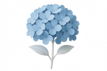 3d rendered blue hydrangea flower blossoming, revealing intricate petal details with luminous transparency and vivid coloration