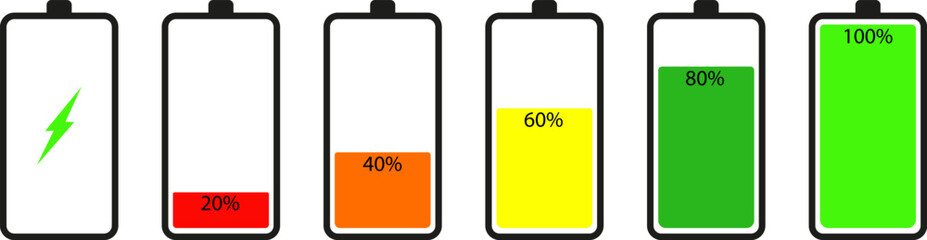 Color-filled battery icon with black outline, solid charge level, vector