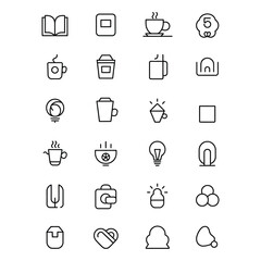 Modern single line icons with colored accents vector silhouette isolated black and white